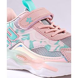 Cute Walk by Babyhug Velcro Closure Sneaker Shoes With Lace Detailing & Splash Print - Pink