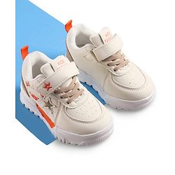 Cute Walk by Babyhug Solid Sneaker Shoes with Velcro Closure - Beige