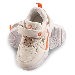Cute Walk by Babyhug Solid Sneaker Shoes with Velcro Closure - Beige