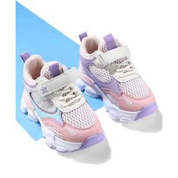 Cute Walk By Babyhug Velcro Closure Sneakers With Lace Detailing - Pink