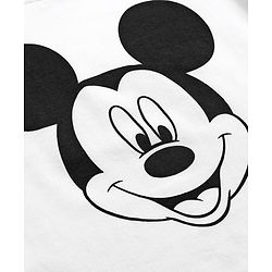 Babyhug Disney Single Jersey Knit Half Sleeves T-Shirt & Short Set With Suspender & Mickey Mouse Graphics - White & Blue