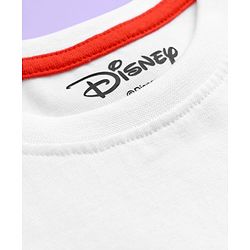 Babyhug Disney Single Jersey Knit Half Sleeves T-Shirt & Short Set With Suspender & Mickey Mouse Graphics - White & Blue