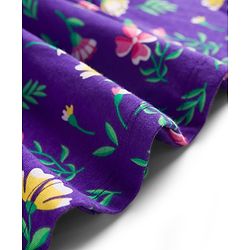 Babyhug Single Jersey Knit Half  Sleeves Frock with Floral Print Headband & Bloomer - Purple