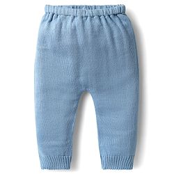 Babyhug Knitted Full Sleeves Sweater Set With Swan Design - Light Blue