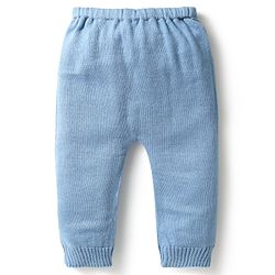Babyhug Knitted Full Sleeves Sweater Set With Swan Design - Light Blue