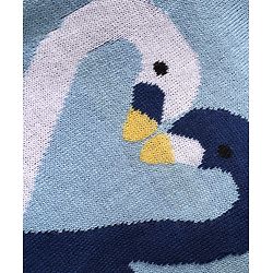 Babyhug Knitted Full Sleeves Sweater Set With Swan Design - Light Blue