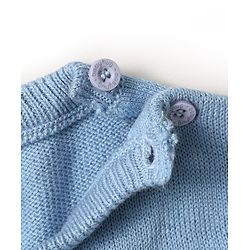 Babyhug Knitted Full Sleeves Sweater Set With Swan Design - Light Blue