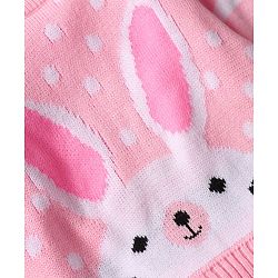 Babyhug Knitted Full Sleeves Sweater Set with Bunny Design - Pink