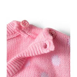 Babyhug Knitted Full Sleeves Sweater Set with Bunny Design - Pink
