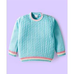 Babyhug Knit Full Sleeves Sweater Set with Cable Knit Design - Light Blue