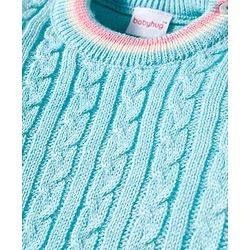 Babyhug Knit Full Sleeves Sweater Set with Cable Knit Design - Light Blue