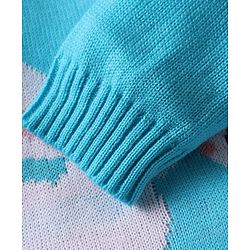 Babyhug Knitted Full Sleeves Sweater Set with Bunny Design - Pink & Light Blue