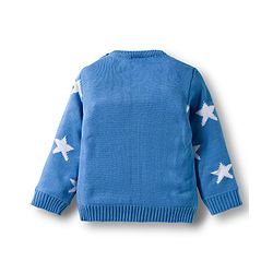 Babyhug Knit Full Sleeves Pullover Sweater Set with Star Design - Blue