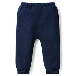 Babyhug Knitted Full Sleeves Sweater Set With Christmas Design - Navy Blue