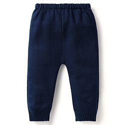 Babyhug Knitted Full Sleeves Sweater Set With Christmas Design - Navy Blue