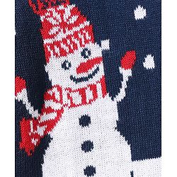Babyhug Knitted Full Sleeves Sweater Set With Christmas Design - Navy Blue