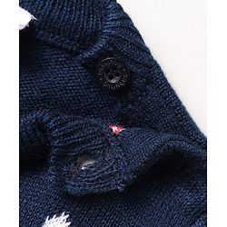 Babyhug Knitted Full Sleeves Sweater Set With Christmas Design - Navy Blue