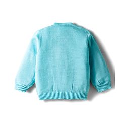 Babyhug Knitted Full Sleeves Solid Sweater Set - Light Blue