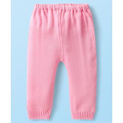 Babyhug Knitted Full Sleeves Collared Sweater Set with Design - Pink