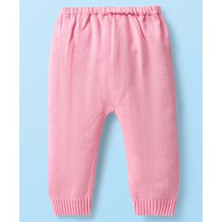 Babyhug Knitted Full Sleeves Collared Sweater Set with Design - Pink