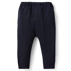 Babyhug Knitted Full Sleeves Sweater Set With Chevron Design - Navy Blue