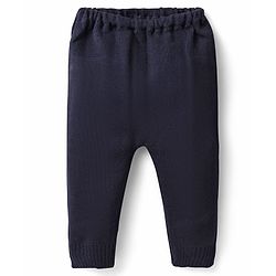 Babyhug Knitted Full Sleeves Sweater Set With Chevron Design - Navy Blue