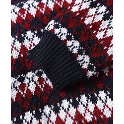 Babyhug Knitted Full Sleeves Sweater Set With Chevron Design - Navy Blue