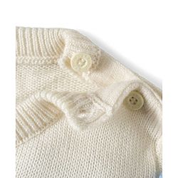 Babyhug Knitted Full Sleeves Striped Sweater Set - Wine & White