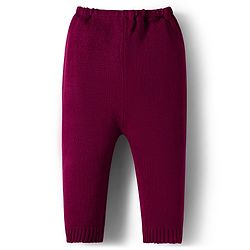 Babyhug Knitted Full Sleeves Striped Sweater Set - Wine & White