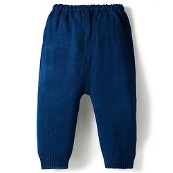 Babyhug Knit Full Sleeves Sweater Set with Color Block & Cable Knit Design - Navy Blue Grey & Yellow