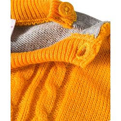 Babyhug Knit Full Sleeves Sweater Set with Color Block & Cable Knit Design - Navy Blue Grey & Yellow