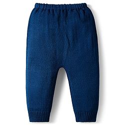 Babyhug Knit Full Sleeves Sweater Set with Color Block & Cable Knit Design - Navy Blue Grey & Yellow