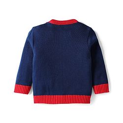 Babyhug Knit Full Sleeves Pullover Sweater Set With Floral Design - Red