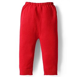 Babyhug Knit Full Sleeves Pullover Sweater Set With Floral Design - Red
