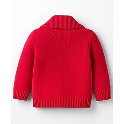 Babyhug Knit Full Sleeves Pullover Collared Sweater Set with Santa Design - Red