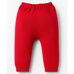 Babyhug Knit Full Sleeves Pullover Collared Sweater Set with Santa Design - Red