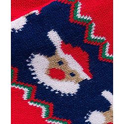 Babyhug Knit Full Sleeves Pullover Collared Sweater Set with Santa Design - Red