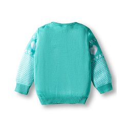 Babyhug Knit Full Sleeves Pullover Sweater Set with Heart Design - Aqua Blue