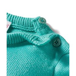 Babyhug Knit Full Sleeves Pullover Sweater Set with Heart Design - Aqua Blue