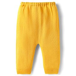 Babyhug Knit Full Sleeves Hooded Sweater Set with Stripes - Dark Green & Yellow