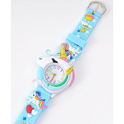 Babyhug Unicorn Shaped Analog Watch Free Size - Light Blue