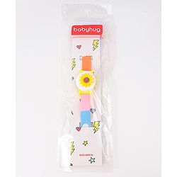 Babyhug Free Size Digital Watch With Floral Applique - Multicolour