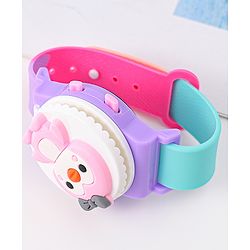 Babyhug FLip Top Digital Watch with Pengu Applique & Doggo Print - Light Blue & Lilac