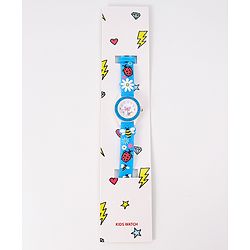 Babyhug Free Size Digital Watch With Floral & Bee Applique - Light Blue