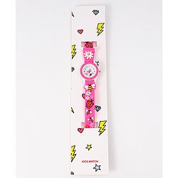 Babyhug Free Size Digital Watch With Floral & Bee Applique - Light Blue