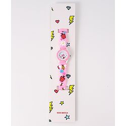Babyhug Free Size Digital Watch With Floral & Bee Applique - Light Blue
