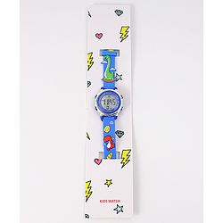 Babyhug Free Size Digital Watch with Dino Applique - Blue