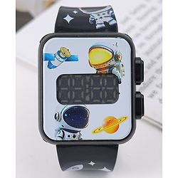 Babyhug Digital Watch With Space Theme Free Size - Black