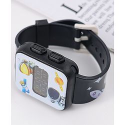 Babyhug Digital Watch With Space Theme Free Size - Black