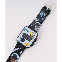 Babyhug Digital Watch With Space Theme Free Size - Black